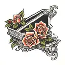Coffin pinup roses tattoo design idea