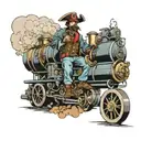 pirate on a steam engine  tattoo design idea