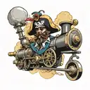 pirate on a steam engine  tattoo design idea