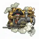 pirate on a steam engine  tattoo design idea