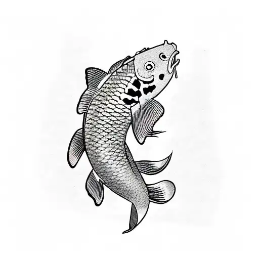 Koi Fish Japanese scenery memorial  tattoo design idea