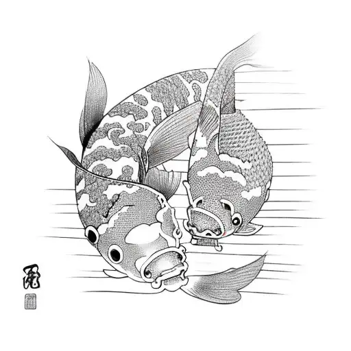 Koi Fish Japanese scenery memorial  tattoo design idea