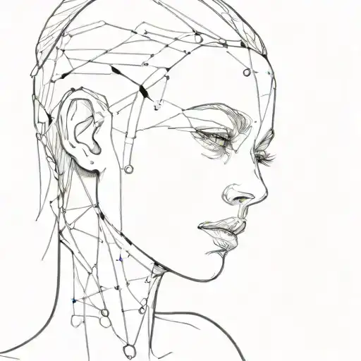 Futuristic cybernetic enhancements on a girl's body tattoo design idea