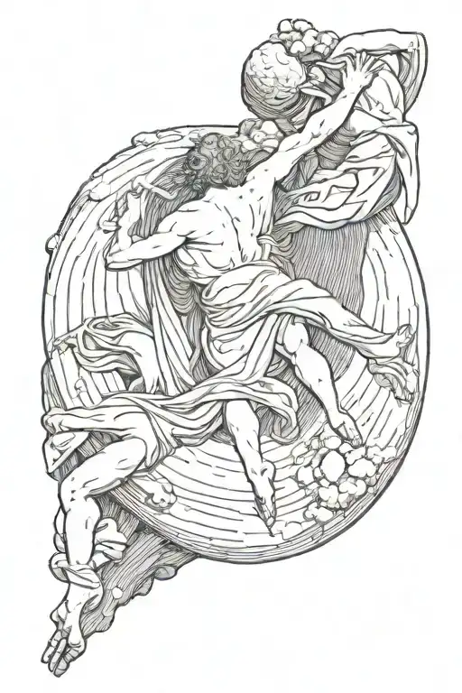 goddess fortuna grab sisyphus's hand holding tattoo design idea