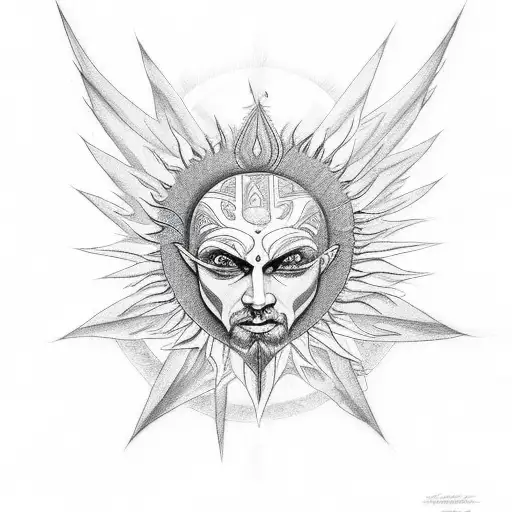 godsmack tribal sun with wings tattoo design idea