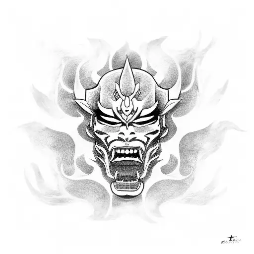 Hannya mask tattoo design idea