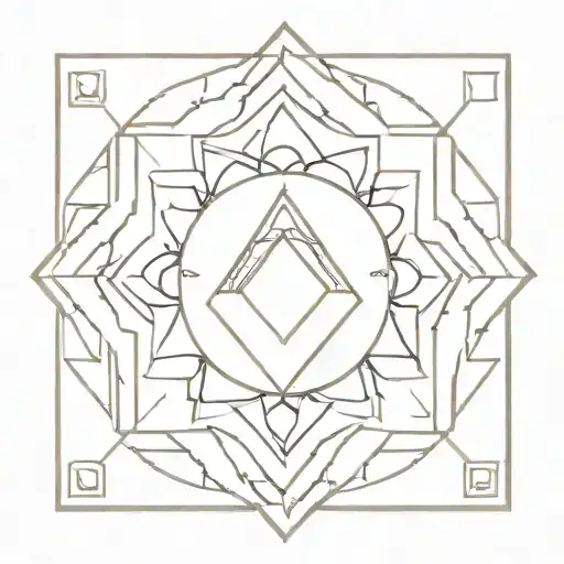 A tattoo of a geometric shape and mandala representing the balance between meditation and BDSM tattoo design idea
