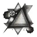 A BDSM-inspired triangle design with intricate dotwork details tattoo design idea