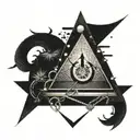 A BDSM-inspired triangle design with intricate dotwork details tattoo design idea