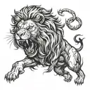 lion roaring tattoo design idea