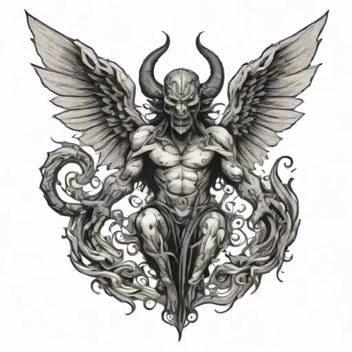 Demon with wings tattoo design idea