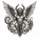 Demon with wings tattoo design idea