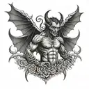 Demon with wings tattoo design idea