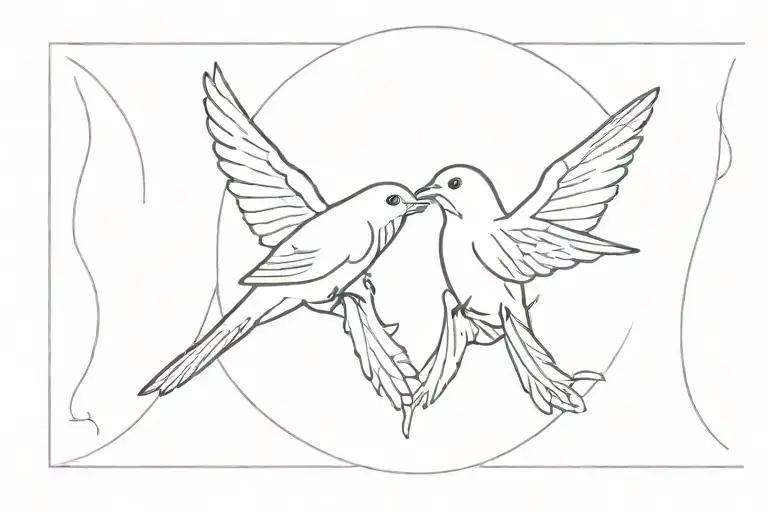 nightingale flying together tattoo design idea