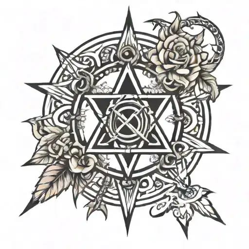 compas 666 symbols incorporated tattoo design idea