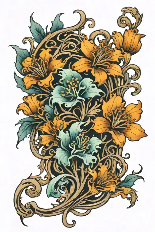 kelp morphing into flowers  tattoo design idea