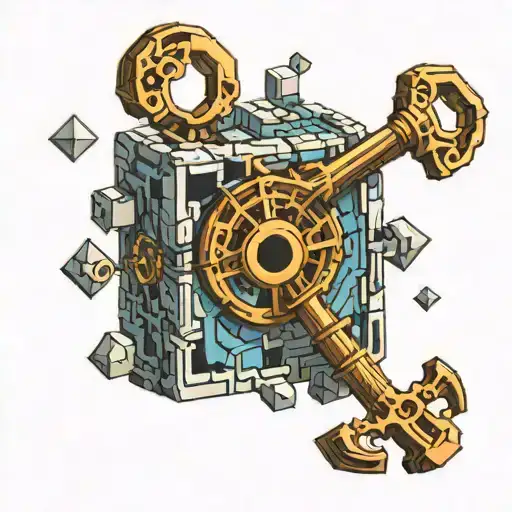skeleton key made of cubes tattoo design idea