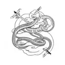 switchblade and snake tattoo design idea