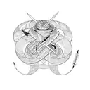 switchblade and snake tattoo design idea