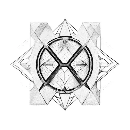 A futuristic X-Men logo incorporating elements of Lynn's favorite things tattoo design idea
