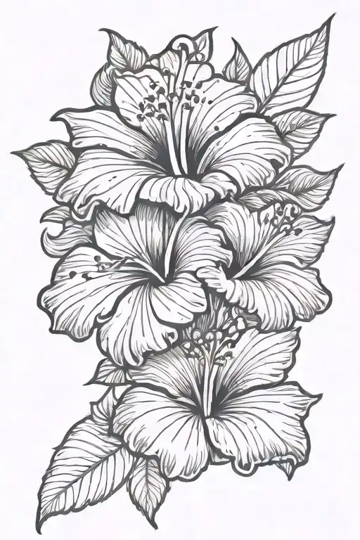 hibiscus flower with bows  tattoo design idea