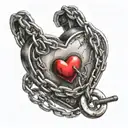 A broken heart locked with a padlock and chain tattoo design idea