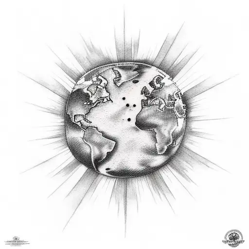 sun and earth faded together with the lyrics Let me be the one who shines with you tattoo design idea