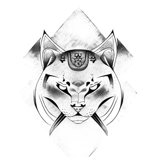 japanese script with panther tattoo design idea