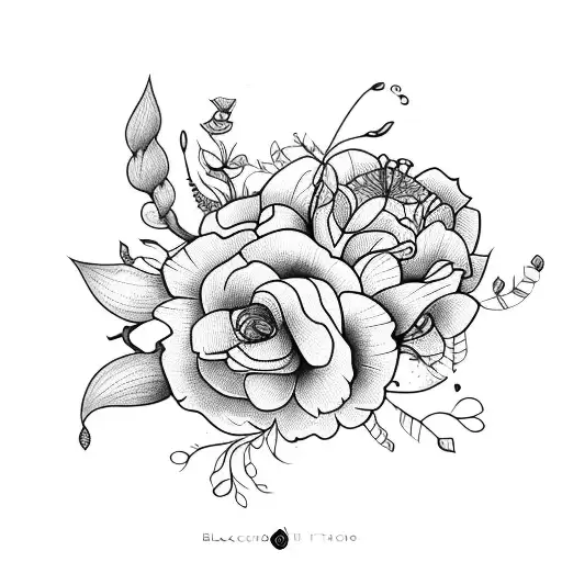 morcego com flores tattoo design idea
