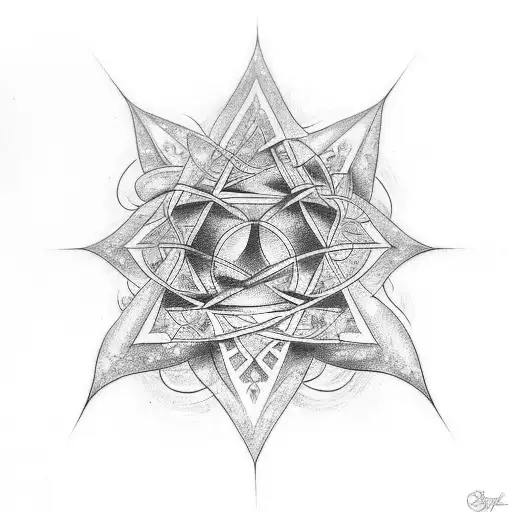 A tattoo design combining elements of cosmology and philosophy, with a focus on stars and vines tattoo design idea