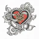 Name "Tobi" in a heart shape tattoo design idea