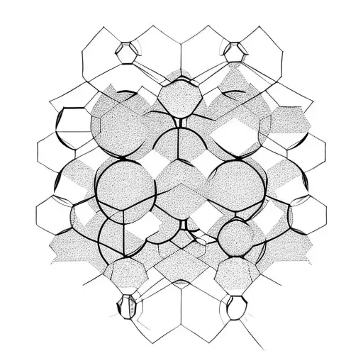 Giant sequoia tree in the background of hexagons tattoo design idea