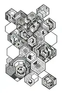 cool hexagon pattern tattoo design idea