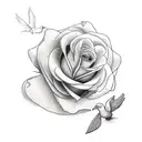 roses with dove and cross tattoo design idea