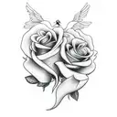 roses with dove and cross tattoo design idea