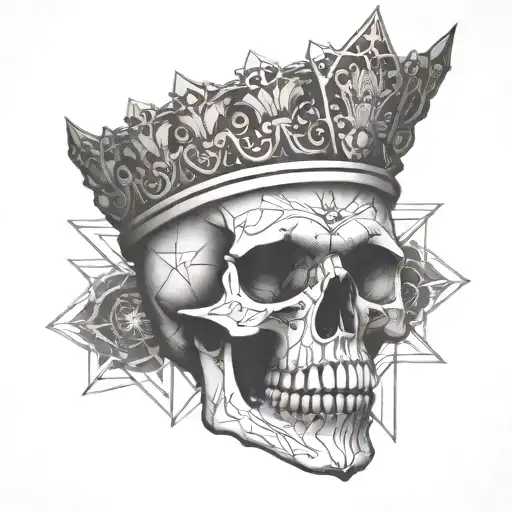 skull wearing a crown tattoo design idea