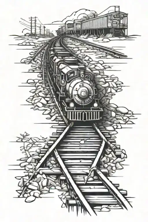 train tracks tattoo design idea