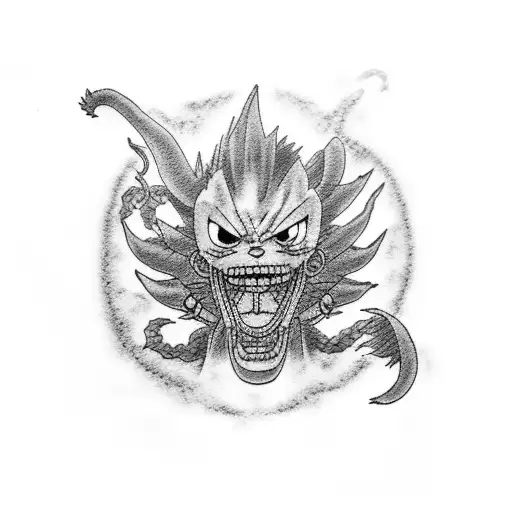 Luffy against Kaido in dragon form tattoo design idea