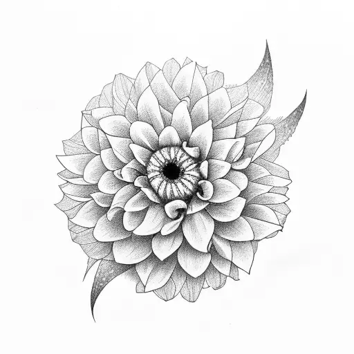 woodpecker with a dahlia flower tattoo design idea