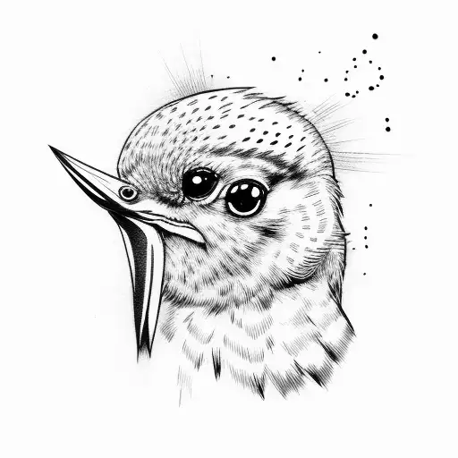 woodpecker head tattoo design idea