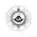 A composition featuring the Eye of Sauron from Lord of the Rings, surrounded by musical notes and instruments, executed in blackwork style tattoo design idea