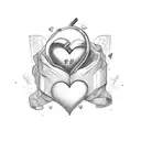 Heart with a letter R and J tattoo design idea