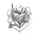 Heart with a letter R and J tattoo design idea