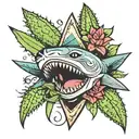 shark tooth and cactus tattoo design idea