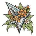 shark tooth and cactus tattoo design idea