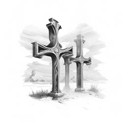 three crosses tattoo design idea