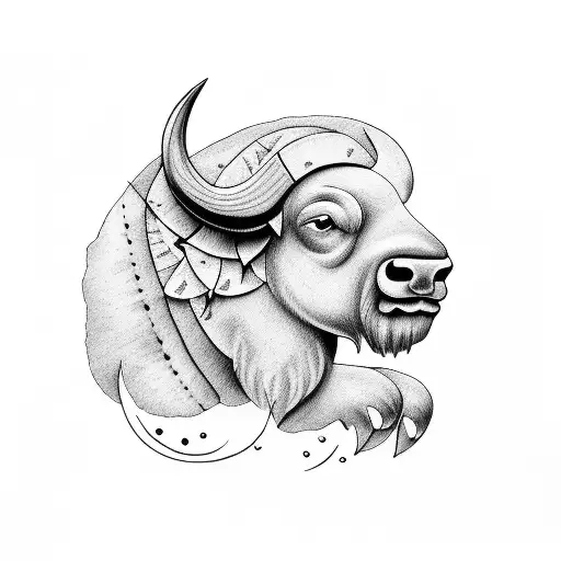 guitar,Buffalo, sunflower tattoo design idea