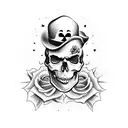 A skull clown with cards and Roses tattoo design idea