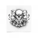 A skull clown with cards and Roses tattoo design idea