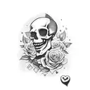 A skull clown with cards and Roses tattoo design idea